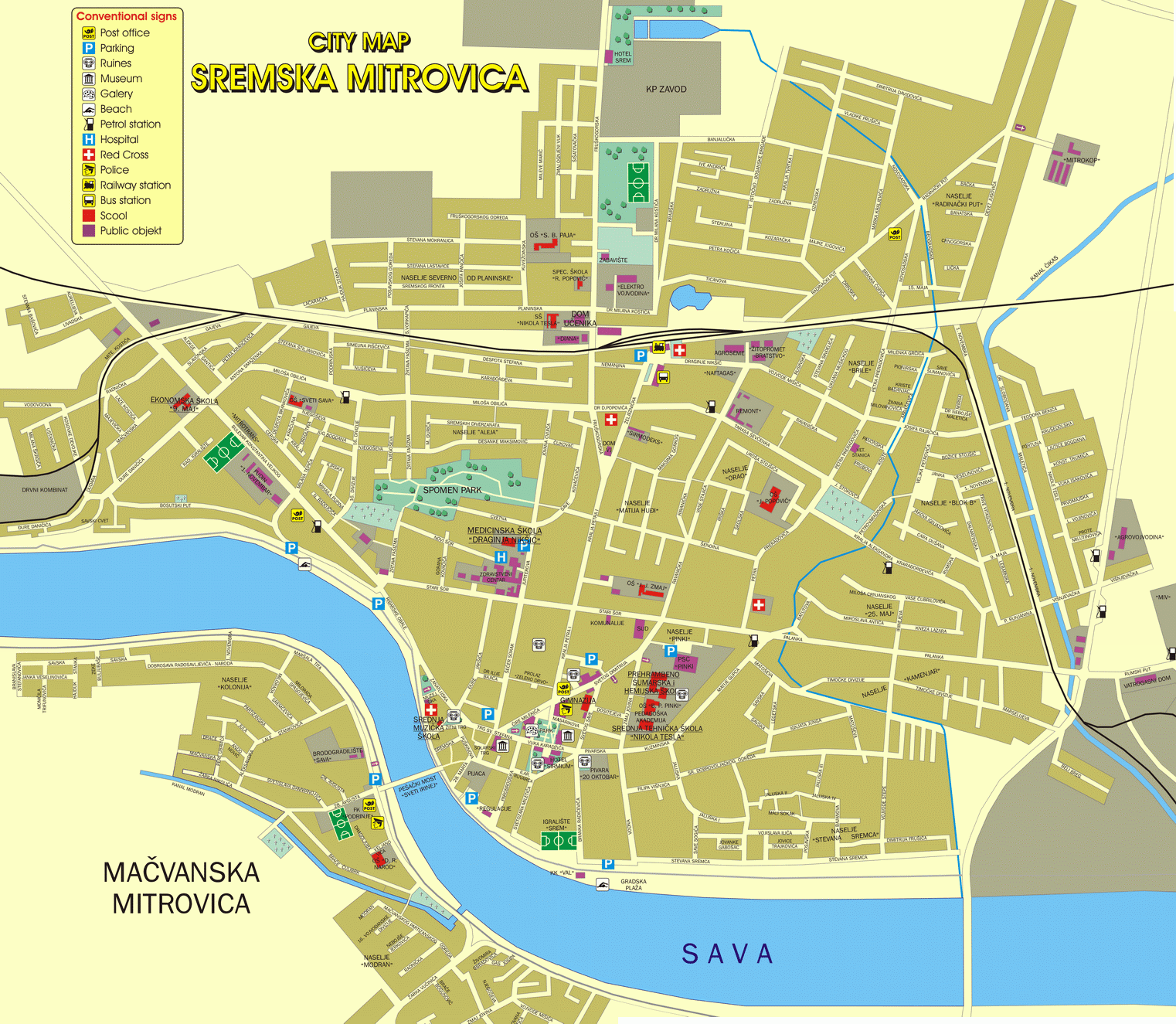 sremska mitrovica mapa Mapa Sremske Mitrovice sremska mitrovica mapa